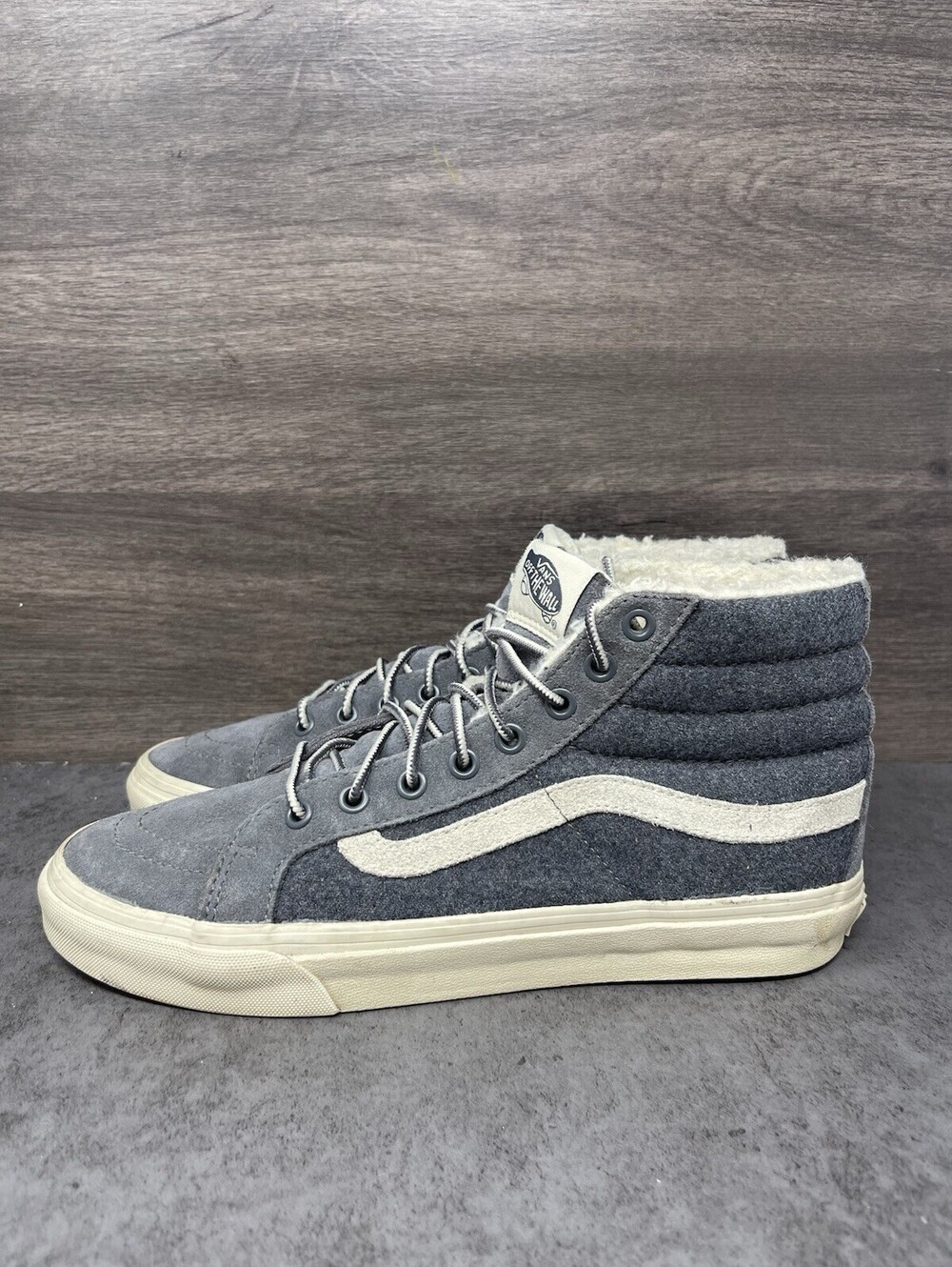 Vans Sk8 Hi MTE Sherpa Wool Gray Size 7.5 Mens 9 Womens Winter High Top Shoes
